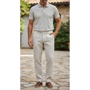 Murano Baird McNutt 100 Linen Pants Trousers Men 34x34 Oatmeal Straight Flat NWT